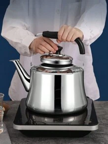 1 Piece Stainless Steel Kettle Thickened Large Capacity Gas Sound Kettle Induction Cooker Gas Stove Kettle Outdoor Kettle Firewood Kettle Food Material Kettle Household Daily Sound Kettle, 4.5L, 5.5L, 6.5L - Silver - View 1