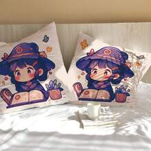 1pc Cartoon  Pattern 45*45cm/17.7*17.7inch Polyester Digital Printing Cushion Cover For Home Decoration, Living Room, Bedroom, Sofa, Hidden Zipper, Pillowcase Without Core - Multicolor - View 3