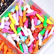 10 件裝彩色辣椒形鋅合金 Diy 珠寶吊墜 - 小辣椒 - 查看 2