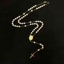 1pc 6mm Cross Necklace, Exquisite Gift, Women Sweater Chain - Pearl Necklace - View 6