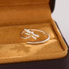1pc Fashionable And Lovely Open Dragonfly Ring Suitable For Women's Daily Wear - Silver - View 4