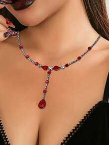 1入組黑銅復古哥德式水滴掛墜頸鏈,獨特酷炫金屬水滴頸鏈 - 槍黑色 - 查看 1