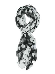 1pc Women's Spring Personalized Printed Fashion Chiffon Scarf, Versatile Shawl - Black and White - View 6