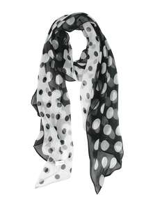 1pc Women's Spring Personalized Printed Fashion Chiffon Scarf, Versatile Shawl - Black and White - View 5