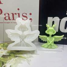 1個帶翅膀細節的天使翻糖矽膠模具,適用於蛋糕裝飾、烘焙、巧克力、香氛石膏和蠟燭製作 - 無色 - 查看 7