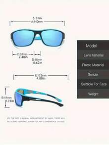 1pc New Sports Glasses Cycling Polarized Fashion Glasses, Driving Fashion Glasses, Running Fishing Golf Umbrella, Ideal Choice For Gift - Blue - View 4