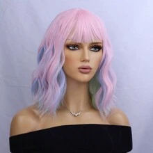 Cầu vồng Tóc giả Đối với phụ nữ Nhiều màu Tóc giả Ngắn Đầy màu sắc Quăn Dợn sóng Tóc giả Tóc mái - Nhiều màu - Xem 3