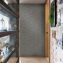 1卷灰色磚石自粘式壁紙,適用於酒吧、餐廳、甜品店、廚房、浴室、臥室、客廳和商店裝飾,防水、防油、隔音、易於安裝且可拆卸的裝飾性壁貼 - 灰色 - 查看 4