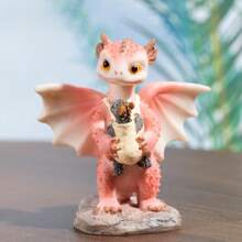 1入組樹脂裝飾品,可愛的粉色龍抱著嬰兒龍雕像,適用於辦公桌、汽車、家居裝飾 - 粉色 - 查看 1