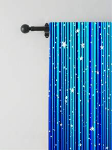 2pcs Fantasy Blue Night Starry Sky Printed Window Curtain,Refer To Bedroom Office Kitchen Living Room Study Home Decor - Multicolor - View 6