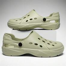 男士鏤空鞋新款防滑厚底休閒韓風沙灘軟拖鞋附腳趾 - 綠色 - 查看 5