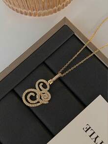 1 件時尚奢華字母項鍊,設計簡約,鎖鏈,適合女士派對、約會、旅行和日常佩戴 - 金色 - 查看 26
