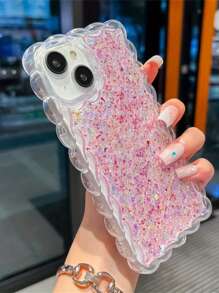 1PC Luxury Bling Glitter Silicone Sequin Full Coverage Protective Case Compatible With IPhone 14 13 12 11 XS XR X 7 6s Plus Pro Max Mini SE - Pink - View 3