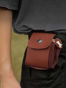 Collapsible Foraging Bag - Perfect For Harvesting Fruits And Berries On Hiking And Camping Trips - Durable Leather And Canvas Material - Convenient Belt Bag Design - Coffee Brown - View 5