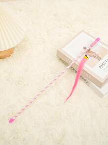 1pc Random Color Cat Toy Plush Stick Bell Or Three Striped Toy Or Caterpillar Teaser Interactive Toy For Pets - Multicolor - View 5