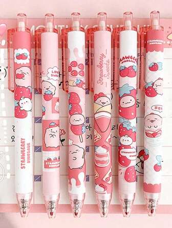 6pcs Cartoon Mini Dinosaur Ballpoint Pens, Random, Office & School Supplies