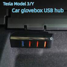 Model 3 Model Y 汽車手套箱 Usb 擴充座連接埠輸出插頭轉換器 - 黑色 - 查看 4
