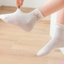 5 Pairs Unisex Kids' Mesh Thin Korean Style Athletic Socks, Spring/Summer