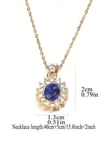 1 件全水钻吊坠项链男女士时尚珠宝 - 金色 - 查看 6