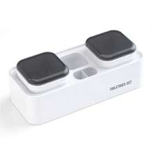 Luxury Toothbrush Cup Holder Set, Removable, No Drilling, Storage Rack, Bathroom - White Toothbrush Rack [2 Mouthwash Cups] - View 7