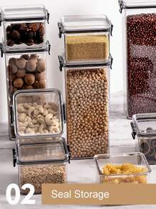 1pc Airtight Kitchen Container Rice Oats Storage Box Ingredients Snacks Refrigerator, Transparent PP Jar Cake Box Mousse & Layered Pastry Packaging Box, Reusable Seal For Cheese & Desserts Cooking Jars For Storing ,  Plastic Containers For Sugar, Flour, Grains. - Black - View 6