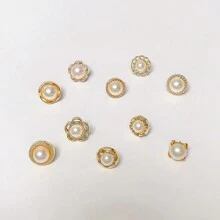10 pièces Bouton en perle, bouton en plastique, bouton de chemise, bouton de style, bouton de cardigan, bouton cousu à la main pour vêtements, bouton décoratif en forme de fleur, épingle de jeans, ajusteur de taille de jupe, broche anti-exposition, boucle d'encolure pour filles d'été, attache de poitrine, bouton caché, boucle ajustable de taille pour jupe en jean, empêche le glissement du pantalon, sans clou requis