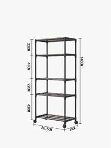 1 Piece 5 Tiers Multipurpose Storage Shelf Made Of 16mm Thick Steel Pipe For Bathroom, Elegant And Sturdy, High Quality, Suitable For Storing Buckets, Sinks, Towels, Detergents And Other Bathroom Supplies - 黑色 - 查看 3