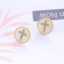 1pair Decor Women's Stud Earrings - White - View 1