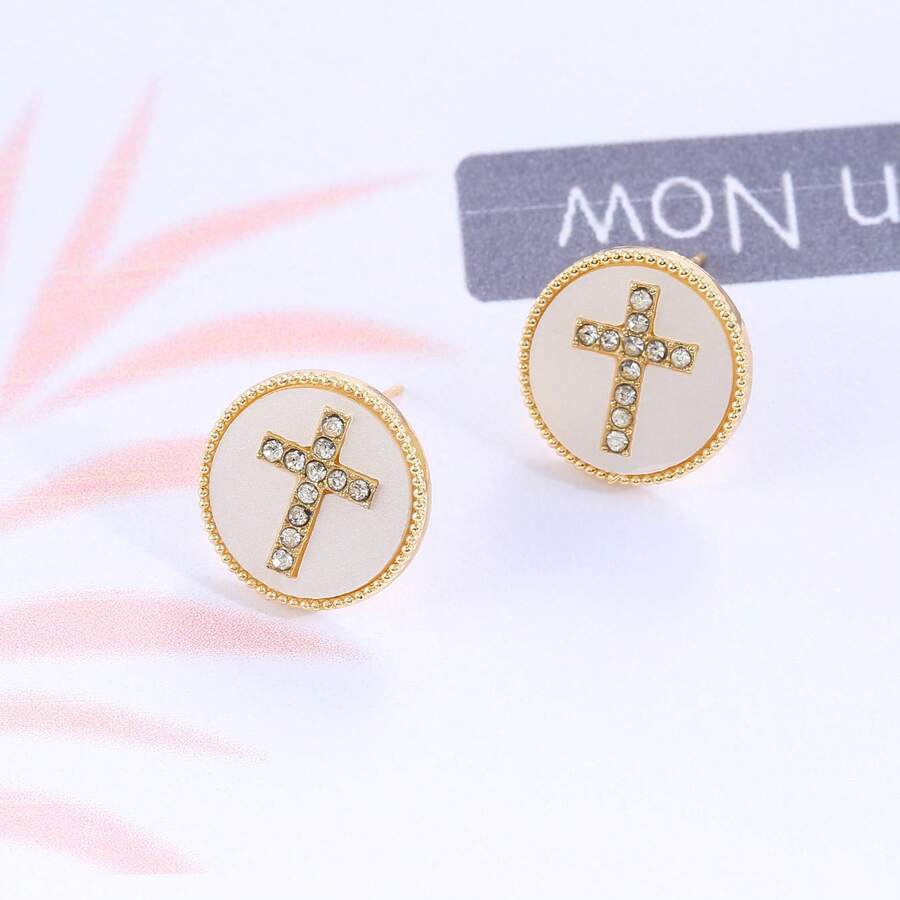 1pair Decor Women's Stud Earrings - White - View 1