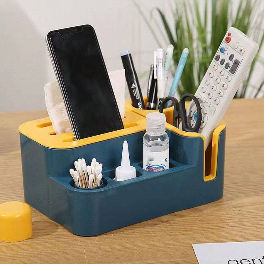1pc Creative & Multi-Functional Remote Control Storage Box For Living Room, Quality Coffee Table Tissue Holder - Dark Green - View 1