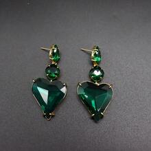 A Simple Yet Luxurious Fashionable Heart Shaped Pendant Earrings With Design - Royal Blue - View 3