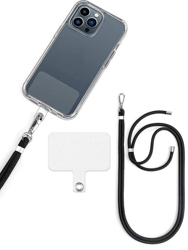 1pc Black Braided Lanyard For Phone & Cards