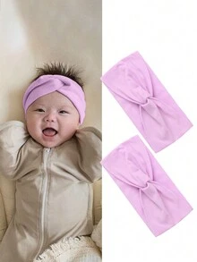 1入組嬰兒女孩休閒可愛尼龍糖果色扭結發帶,裝飾性髮飾,是禮物的理想選擇 - 紫色 - 查看 1