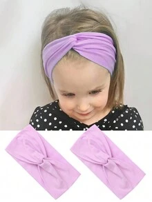 1入組嬰兒女孩休閒可愛尼龍糖果色扭結發帶,裝飾性髮飾,是禮物的理想選擇 - 紫色 - 查看 3