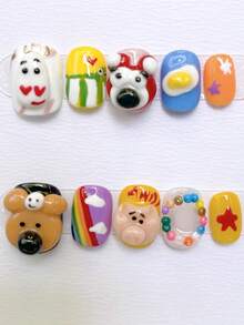 用 10 件手工按压式假指甲提升您的风格，假指甲，指甲贴，水钻装饰，法式白蝴蝶，短眼猫，3D 创意，搞笑漫画花朵，可爱现代日式圣诞节，适合女性和女孩，婚礼，冬季秋季圣诞指甲，白色，黑色，红色，礼物，皇家蓝色，哥特式，热粉色，棕色，Y2K，夏季，樱桃，草莓，指甲闪光，哥特粉色，按压式指甲，中等新年红色指甲，黑色指甲，心形雪花，圣诞指甲，指甲凝胶，假日，优雅，闪亮，亚克力，，射手座，毛衣指甲，圣诞节，蓝色，趣味，姜饼蝴蝶结，生日派对，十二月，感恩节，生锈，宽指甲床，简约优雅，吻，固体指甲胶，凝胶，儿童 Xcoat 超短，透明，镀铬，娇小，青少年，潇洒女神，全覆盖指甲贴，中国龙结，玫瑰红色，月份，金色 - 粉色 - 查看 3