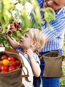 Collapsible Foraging Bag - Perfect For Harvesting Fruits And Berries On Hiking And Camping Trips - Durable Leather And Canvas Material - Convenient Belt Bag Design - Coffee Brown - View 2