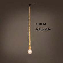 1pc Vintage Rope Pendant Light, Single Head, 3.3ft Cord, E26/E27 Socket, Industrial Farmhouse Restaurant Bar Hanging Lamp Fixture Home Decoration, Rope Decorative Cord (Bulb Not Included) - Yellow - View 6