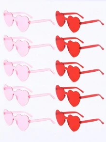 10入組女性心形一體成形框架y2k時尚眼鏡,適用於派對情人節配件 - 彩色 - 查看 2