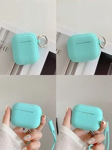 1pc Solid Color Starry Sky Blue Earphone Protective Case, Compatible With Airpods 1/2 Pro2 & Airpods 3 Pro - Mint Blue - View 3