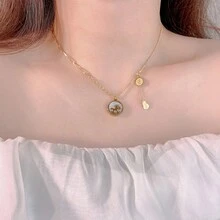 1入新奇設計發揮創意的即時貨幣配件項鍊,時尚的頸圈配件,適合女性佩戴 - 金色 - 查看 7