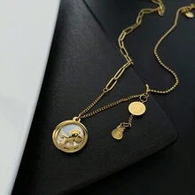 1入新奇設計發揮創意的即時貨幣配件項鍊,時尚的頸圈配件,適合女性佩戴 - 金色 - 查看 3