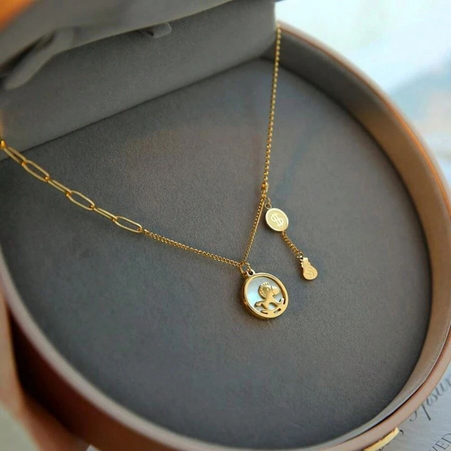 1入新奇設計發揮創意的即時貨幣配件項鍊,時尚的頸圈配件,適合女性佩戴 - 金色 - 查看 1