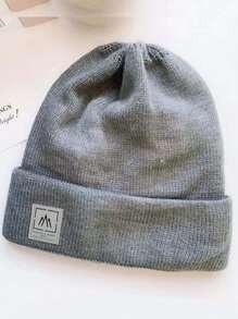 1pc New High-End Unisex Knitted Hat With Logo And Thick Plush Lining, Suitable For Outdoor Activities Such As Cycling, Hiking, And Traveling - Light Grey - View 3