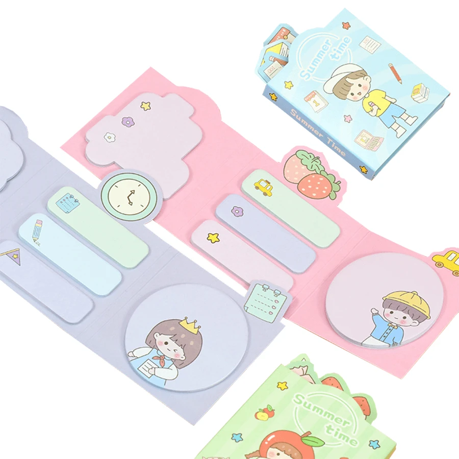 1 Pieza Cuaderno Adhesivo De Dibujos Animados Creativo Con Papel Adhesivo Plegable Y Práctico - Multicolor - Ver 1