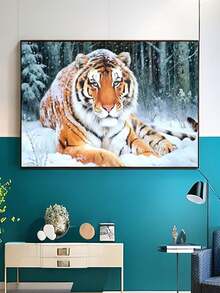 5d Diy鑽石畫霸氣的帥大虎圖案鑽石藝術套件,適用於成人初學者diy全鑽石點綴繪畫工藝品,家庭牆壁裝飾驚喜禮物海報藝術40*30cm無邊框 - 彩色 - 查看 3