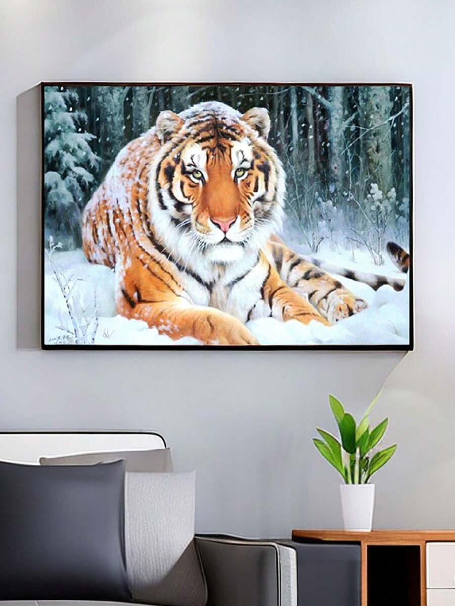 5d Diy鑽石畫霸氣的帥大虎圖案鑽石藝術套件,適用於成人初學者diy全鑽石點綴繪畫工藝品,家庭牆壁裝飾驚喜禮物海報藝術40*30cm無邊框 - 彩色 - 查看 1