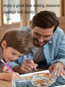 5d Diy鑽石畫霸氣的帥大虎圖案鑽石藝術套件,適用於成人初學者diy全鑽石點綴繪畫工藝品,家庭牆壁裝飾驚喜禮物海報藝術40*30cm無邊框 - 彩色 - 查看 6