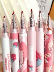 6pcs Pink Cartoon Little Dinosaur Neutral Pens(Random) - Pink - View 4