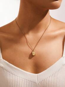 1pc Shapes Studio 18K Gold Plated Dainty Charm Necklace - Multicolor - View 2