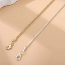 1 件鍍金簡約鍊式手鍊適合男士和女士,情人節禮物,情侶首飾,送禮 - 金色 - 查看 3